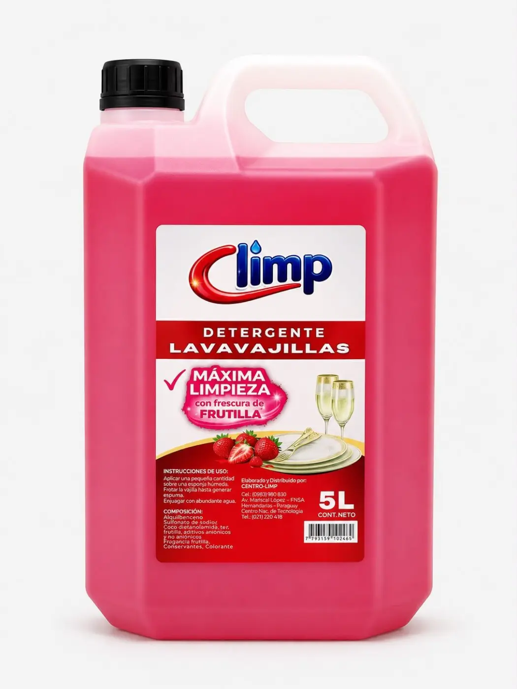 DETERGENTE PARA CUBIERTOS FRUTILLA, 5L CLIMP