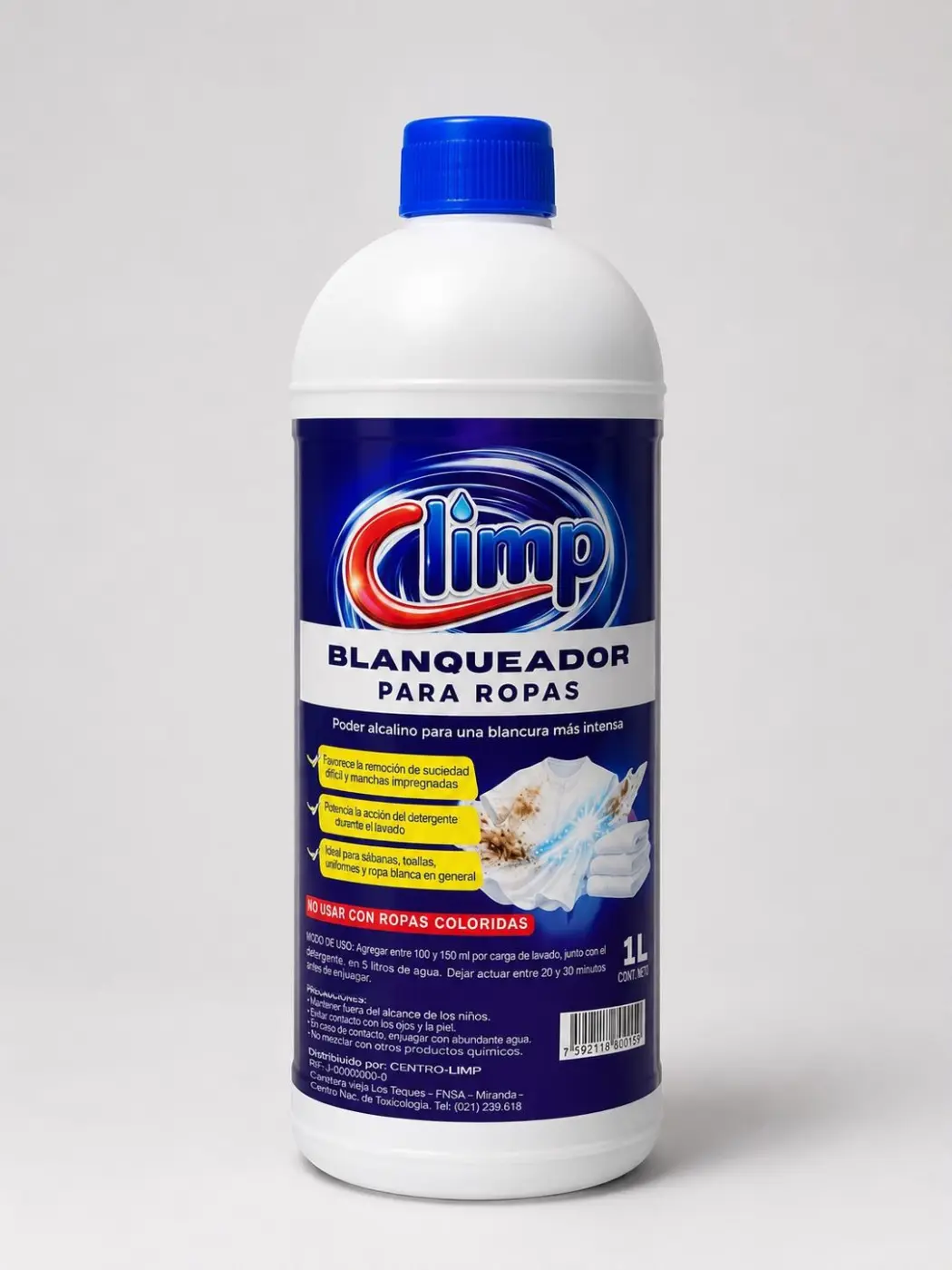 BLANQUEADOR PARA ROPAS CLIMP, 1LT.