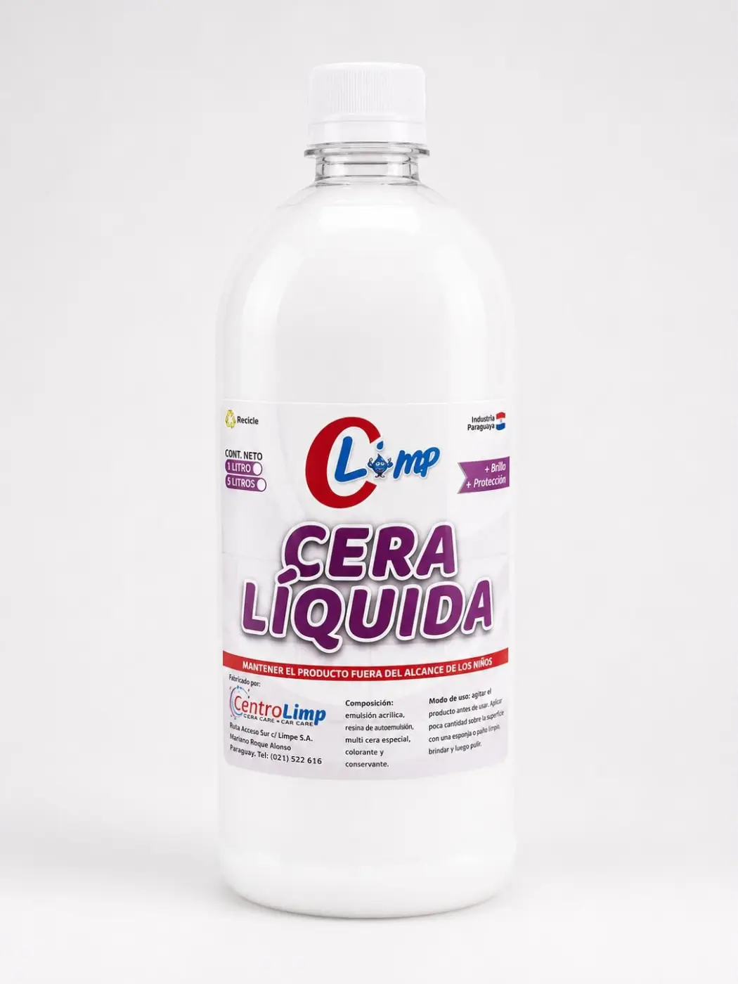 CERA LIQUIDA NEUTRA CLIMP, 1LT - ALTO BRILLO Y PROTECCIÓN.