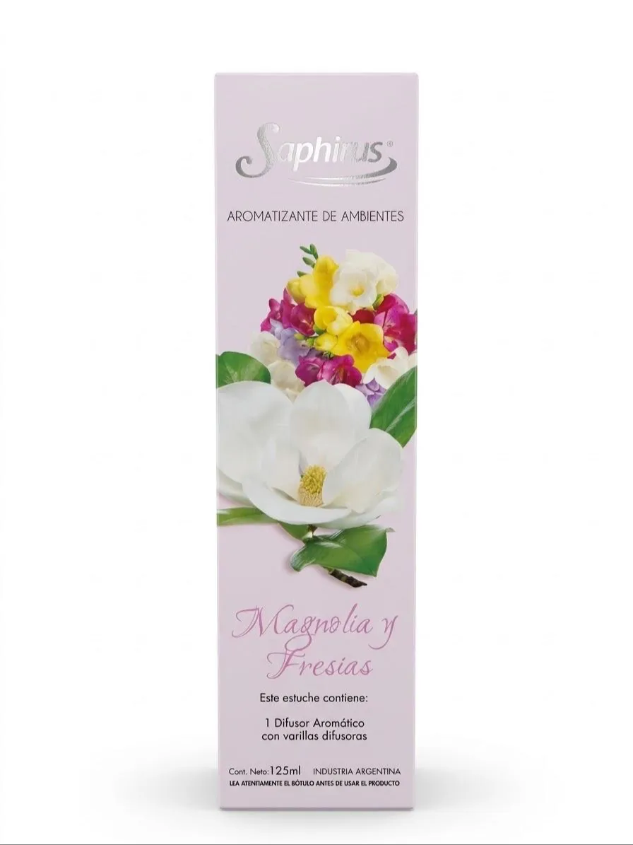 SAPHIRUS DIFUSOR CON PALILLOS MAGNOLIA Y FRESIAS 125ML.