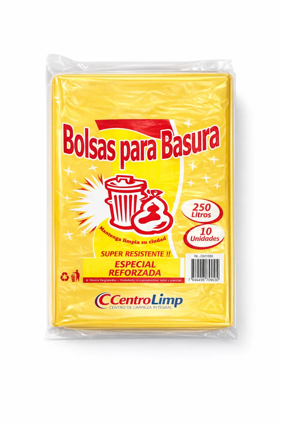 BOLSA DE BASURA 250L, RESISTENTE CONT. 10U.