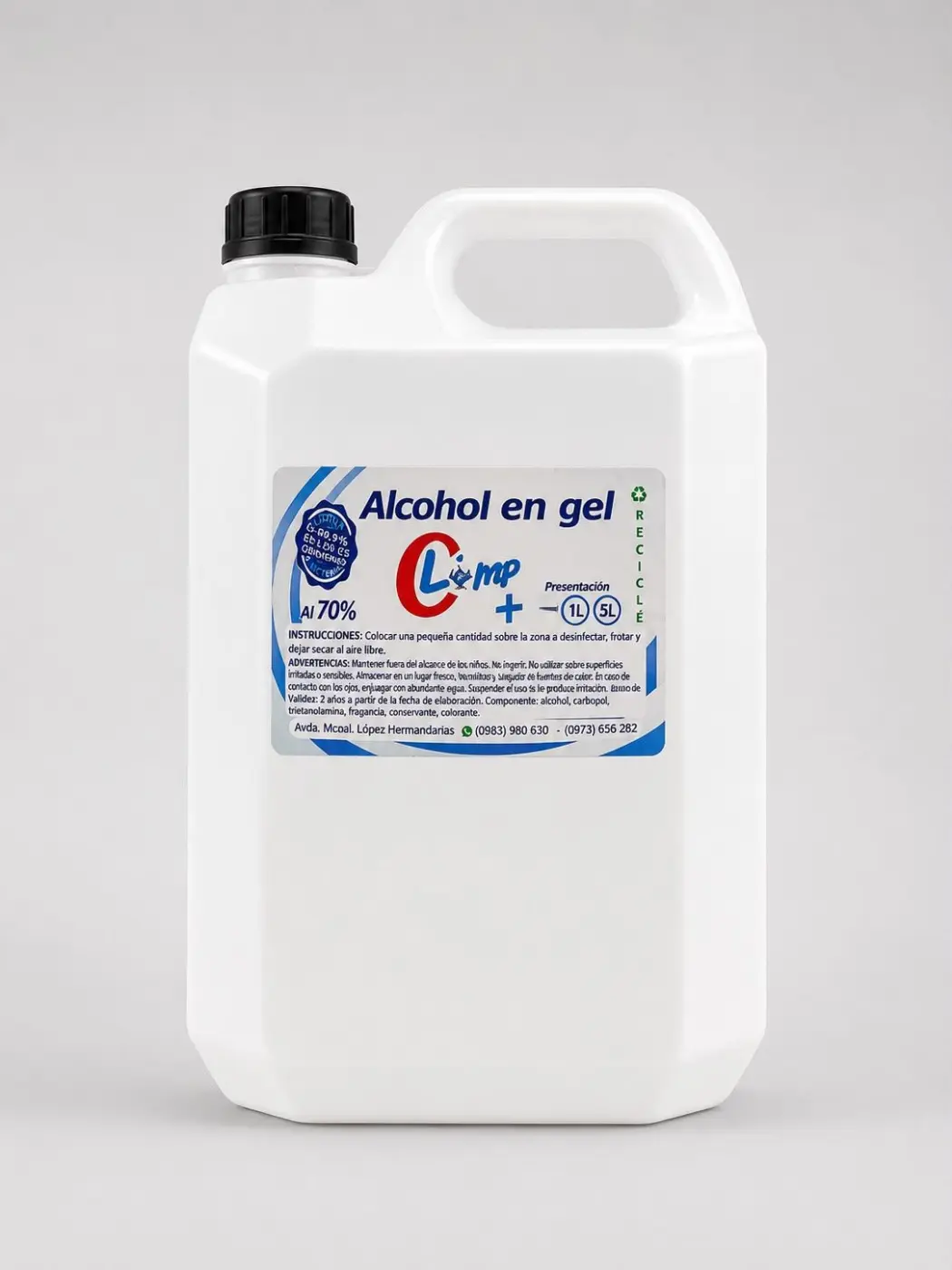 ALCOHOL EN GEL AL 70% DE 5L. CLIMP