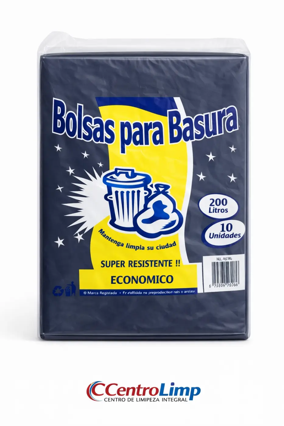 BOLSA DE BASURA 200 L, NEGRO CONT. 10U.