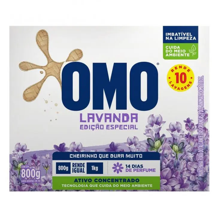 JABÓN EN POLVO OMO 800GR LAVANDA CARTON