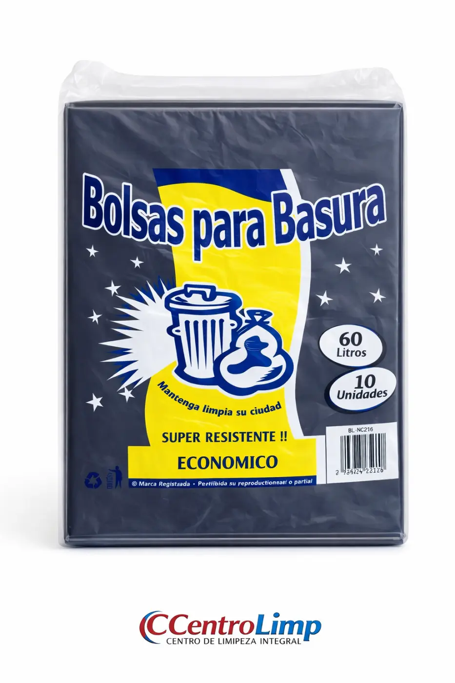 BOLSA DE BASURA 60L NEGRO CONT. 10U.