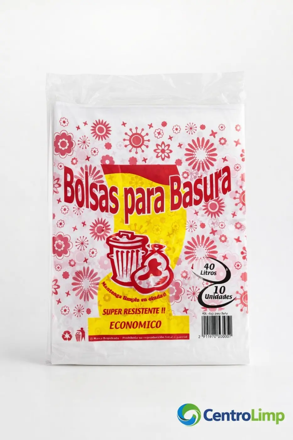 BOLSA DE BASURA 40L ECONÓMICO (FLOREADO)