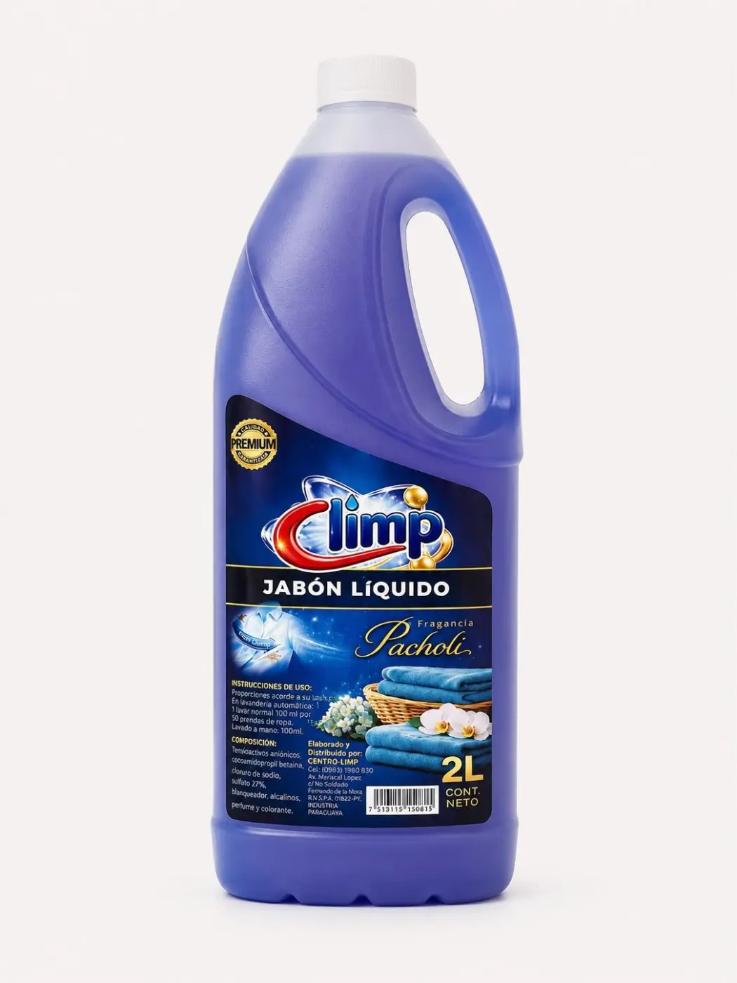 JABÓN LIQUIDO PACHOLÍ 2L CON MANIJA. CLIMP