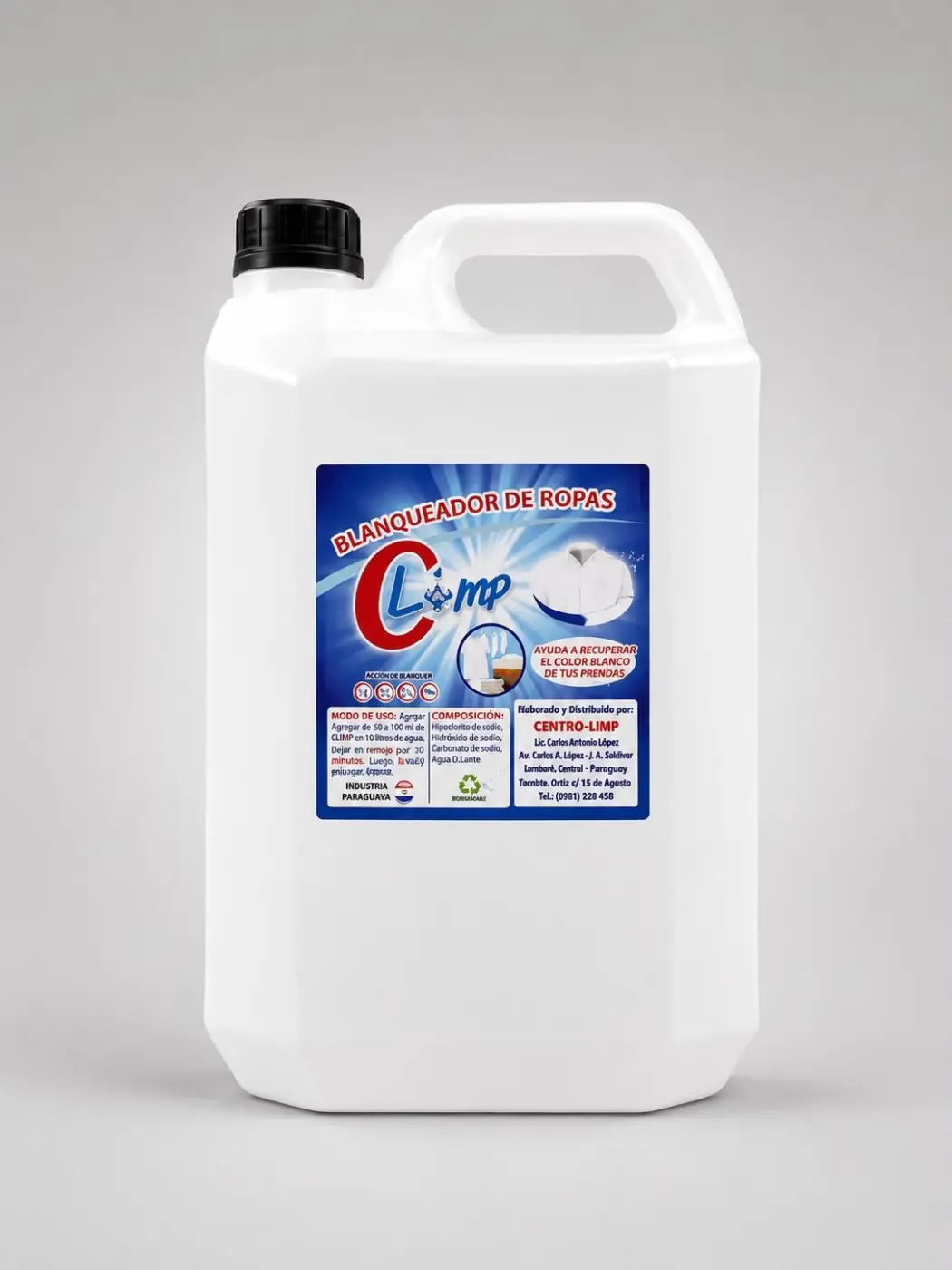 BLANQUEADOR PARA ROPAS CLIMP, 5LT.